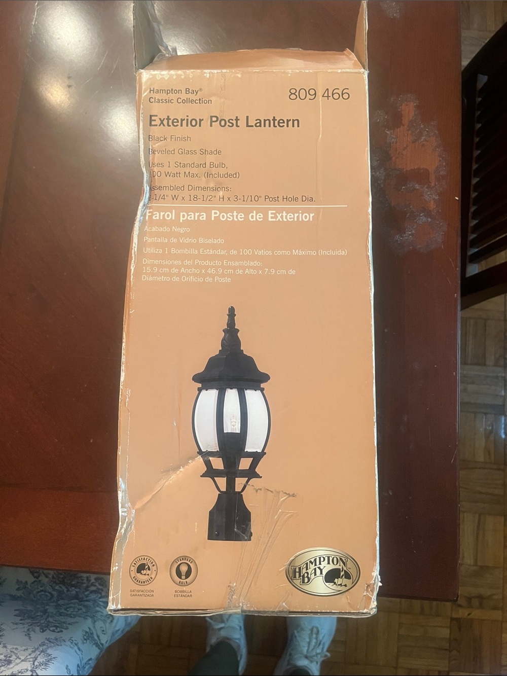 Hampton Bay Black Exterior Post Lantern - Classic Collection
